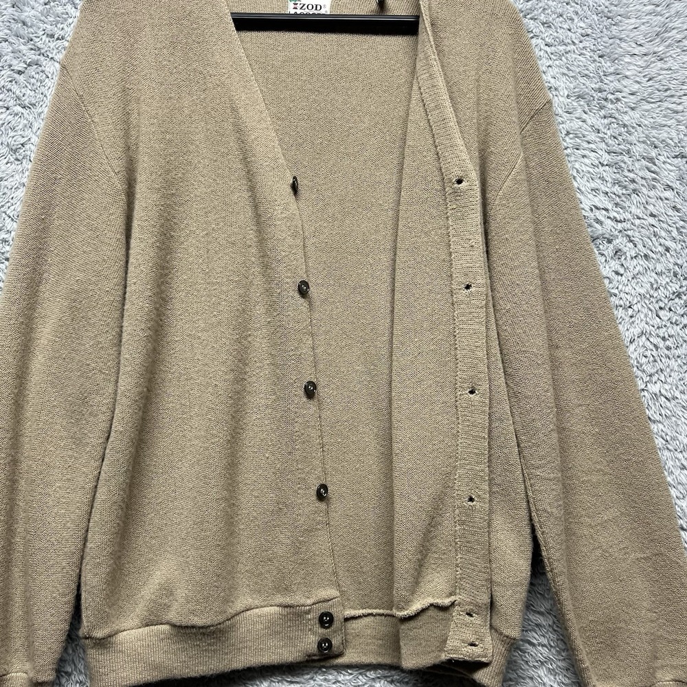 Izod Lacoste Cardigan Mens XL Beige Button Up 70s 80s Teacher Preppy Vintage - Picture 4 of 9